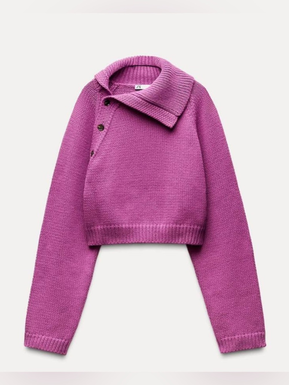 Zara Knit Sweater with an asymmetric lapel collar